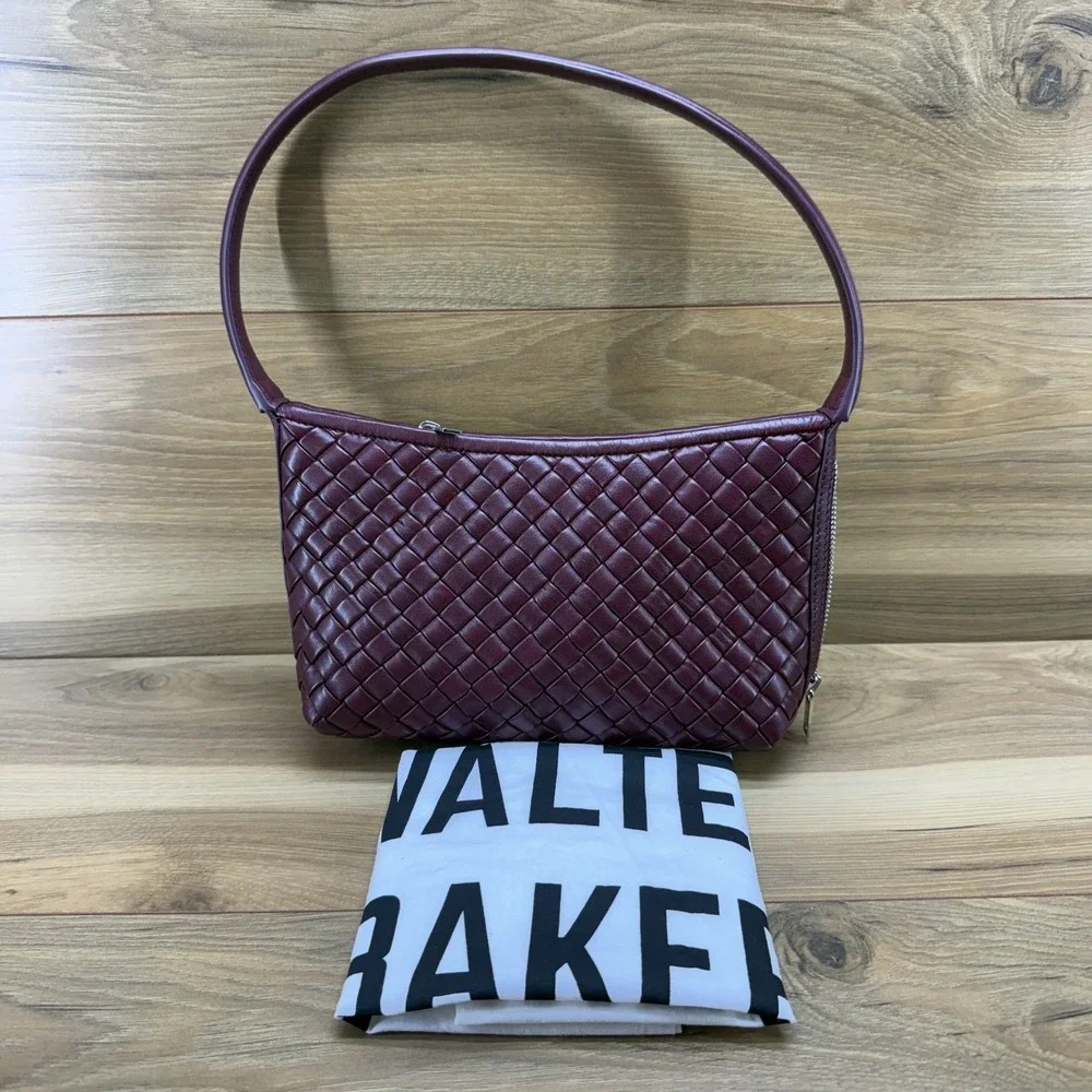 Walter Baker Hazel Hand Woven‎ Baguette Small Hobo Bag Soft Leather